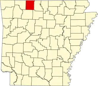 Map of Arkansas highlighting Boone County