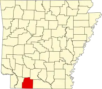 Map of Arkansas highlighting Columbia County