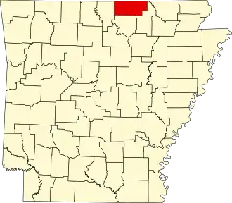 Map of Arkansas highlighting Fulton County