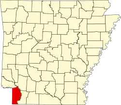 Map of Arkansas highlighting Miller County