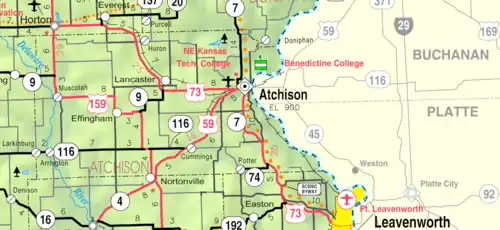 KDOT map of Atchison County (legend)
