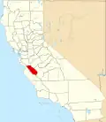 State map highlighting San Benito County