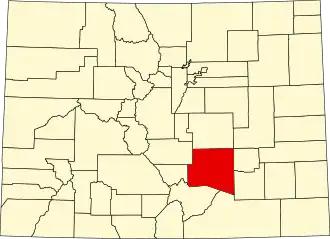 State map highlighting Pueblo County