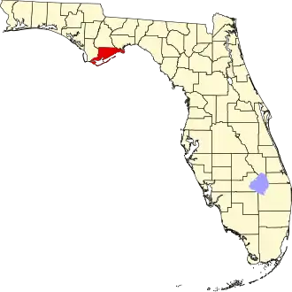 Map of Florida highlighting Franklin County