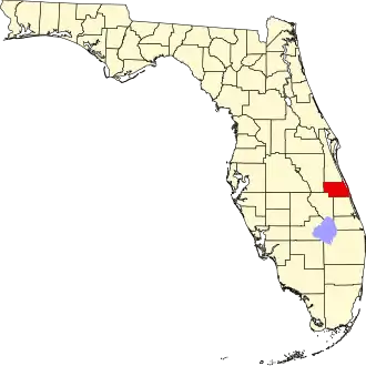 Map of Florida highlighting Indian River County