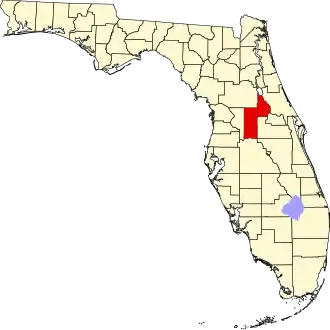Map of Florida highlighting Lake County