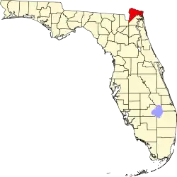 Map of Florida highlighting Nassau County