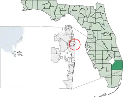 Location of Palm Beach Shores in Palm Beach County, Florida
