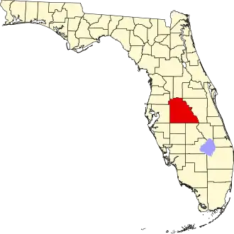Map of Florida highlighting Polk County