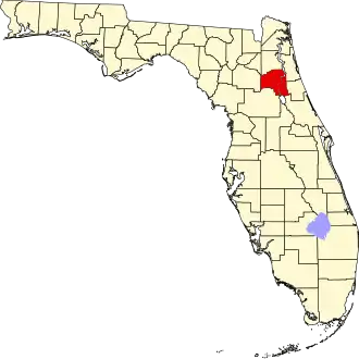Map of Florida highlighting Putnam County