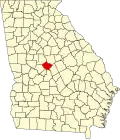 State map highlighting Bibb County