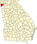 State map highlighting Chattooga County