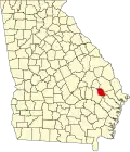 State map highlighting Evans County