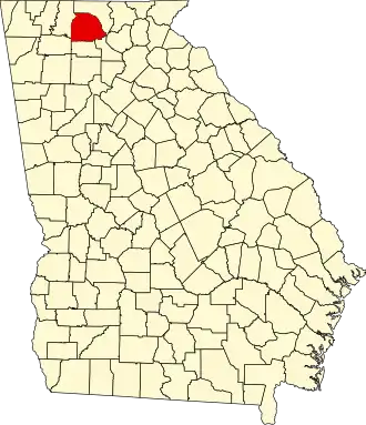 Map of Georgia highlighting Gilmer County