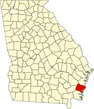 Map of Georgia highlighting Glynn County