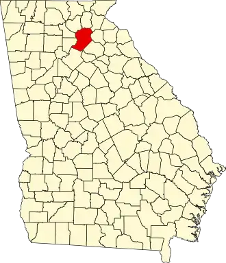 Map of Georgia highlighting Hall County