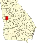 State map highlighting Meriwether County