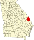 State map highlighting Screven County