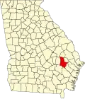State map highlighting Tattnall County
