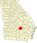 State map highlighting Telfair County