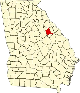 Map of Georgia highlighting Warren County