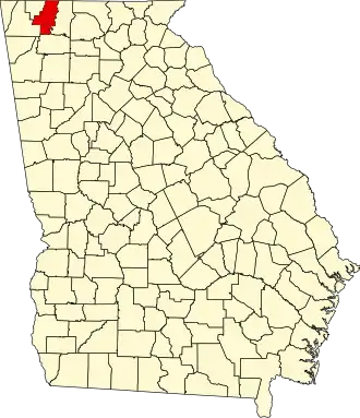 Map of Georgia highlighting Whitfield County