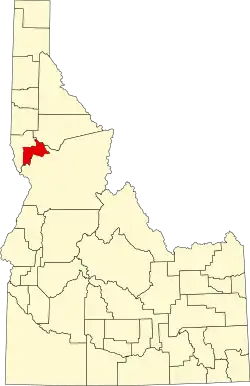 Map of Idaho highlighting Lewis County