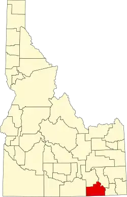 Map of Idaho highlighting Oneida County
