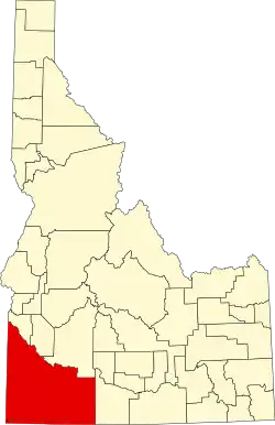 Map of Idaho highlighting Owyhee County