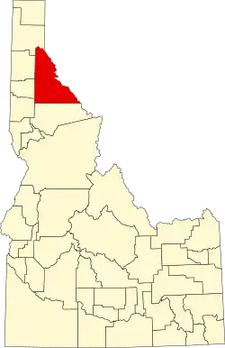 State map highlighting Shoshone County