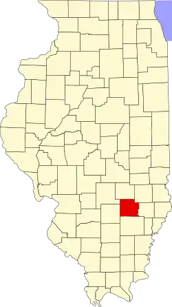 Map of Illinois highlighting Clay County