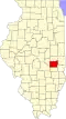 State map highlighting Coles County