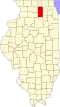 State map highlighting DeKalb County