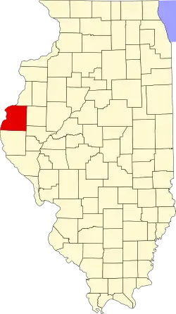 Map of Illinois highlighting Hancock County