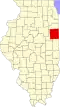 State map highlighting Iroquois County