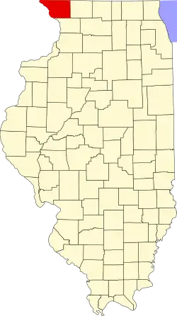 Map of Illinois highlighting Jo Daviess County
