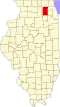 State map highlighting Kane County