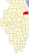 State map highlighting Kankakee County