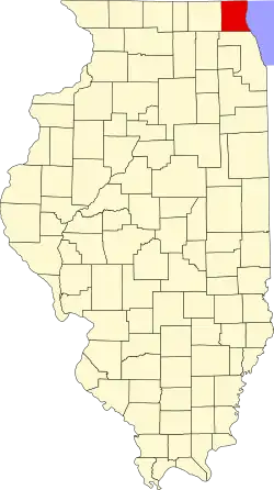 Map of Illinois highlighting Lake County