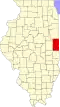 State map highlighting Vermilion County