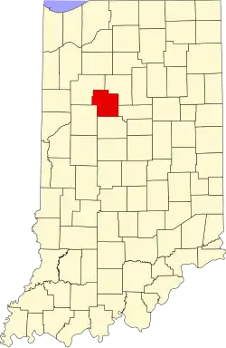 Map of Indiana highlighting Carroll County