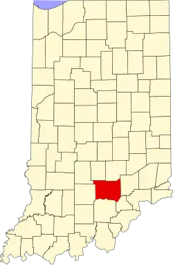Map of Indiana highlighting Jackson County