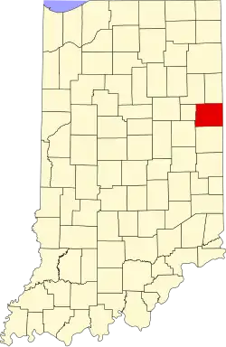 Map of Indiana highlighting Jay County