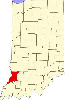 Map of Indiana highlighting Knox County