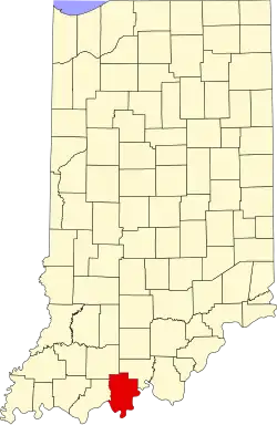 Map of Indiana highlighting Perry County