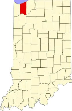 Map of Indiana highlighting Porter County