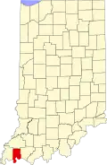 State map highlighting Vanderburgh County