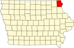 State map highlighting Allamakee County