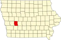 State map highlighting Audubon County