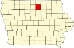 State map highlighting Cerro Gordo County